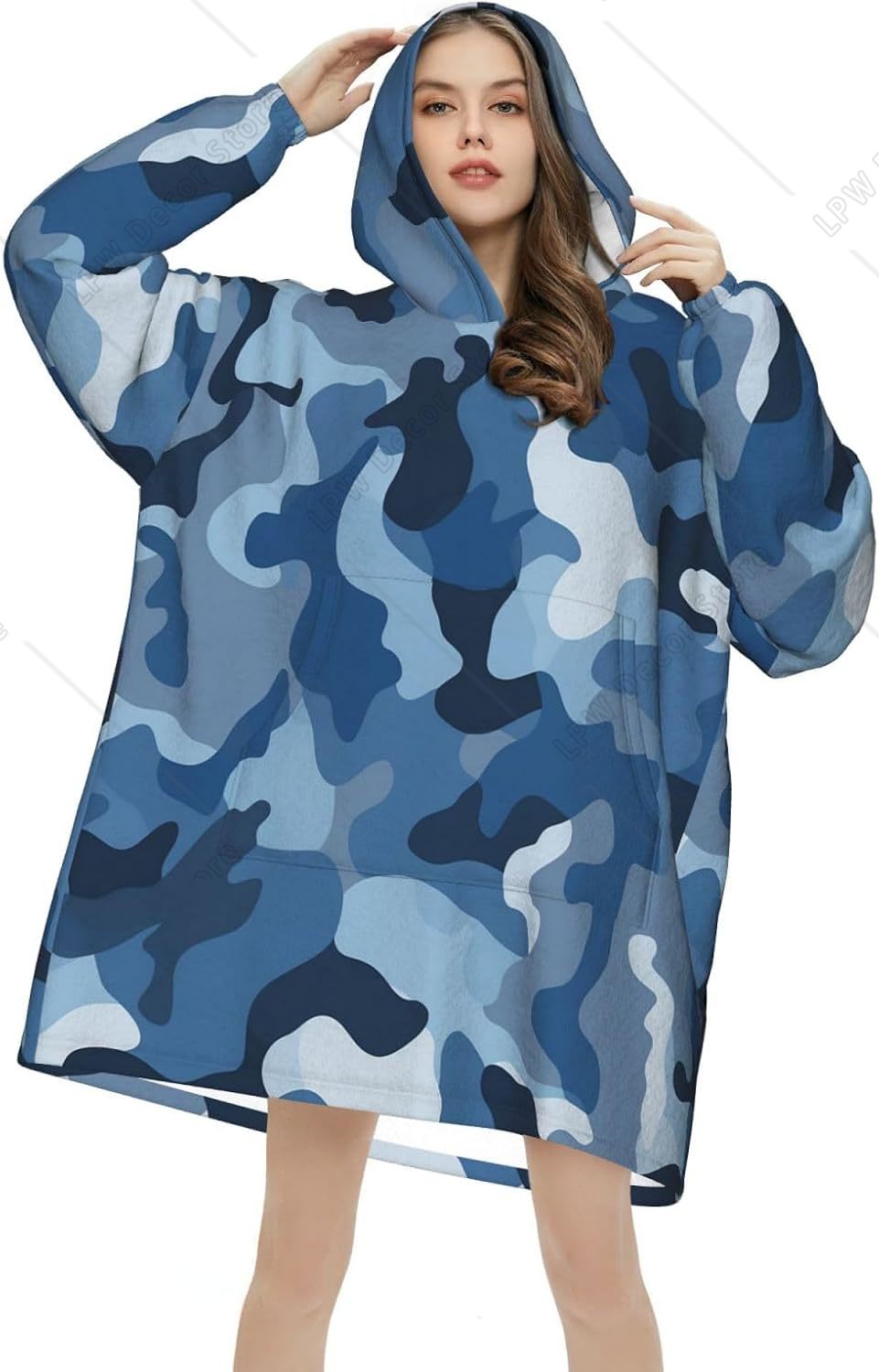 Hoodie Selimut Kamuflase Biru - Sherpa Hoodie Fleece ulasan dan harga