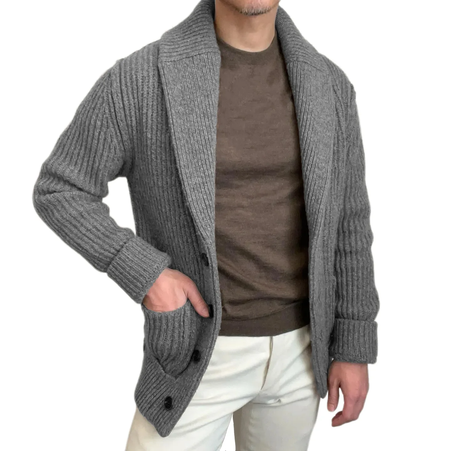 Sweter Pria Kardigan Kerah Len - Down Jacket Packable ulasan dan harga