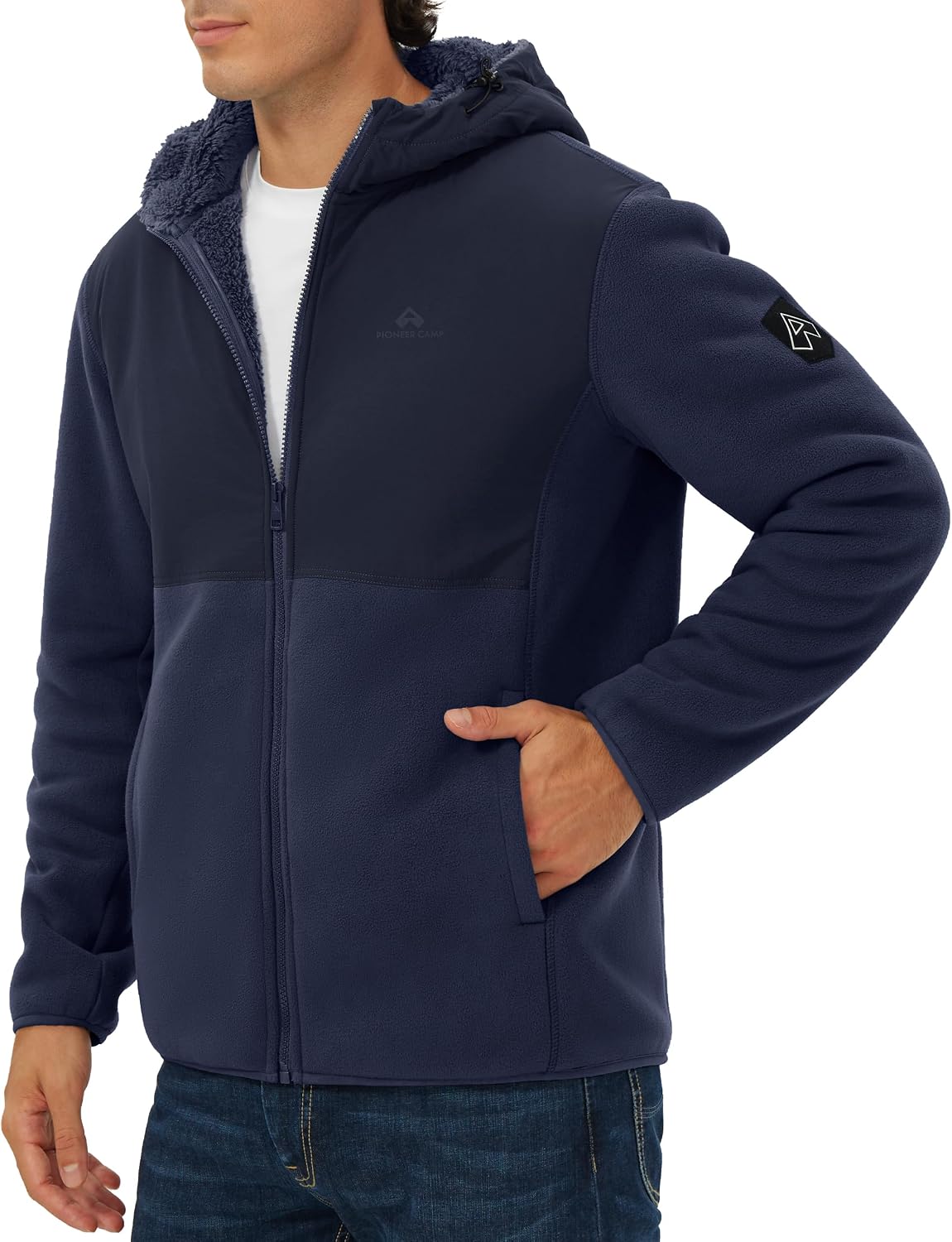 Jaket Polar Fleece Pria Pionee - Sherpa Hoodie Fleece ulasan dan harga