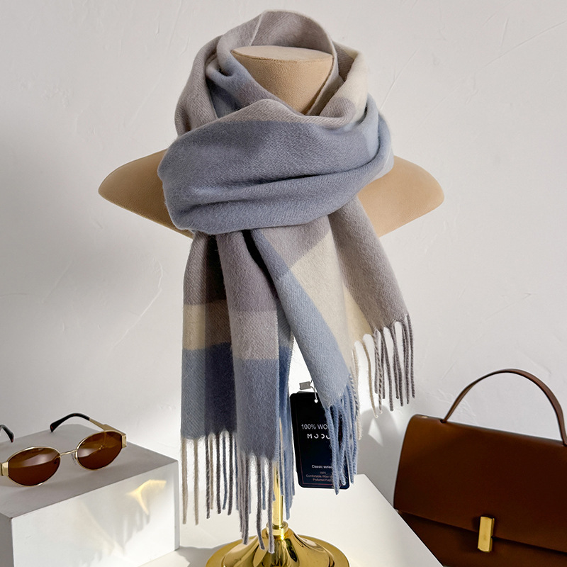 100% Syal Wol Kotak-kotak Wani - Wool Scarf Men ulasan dan harga