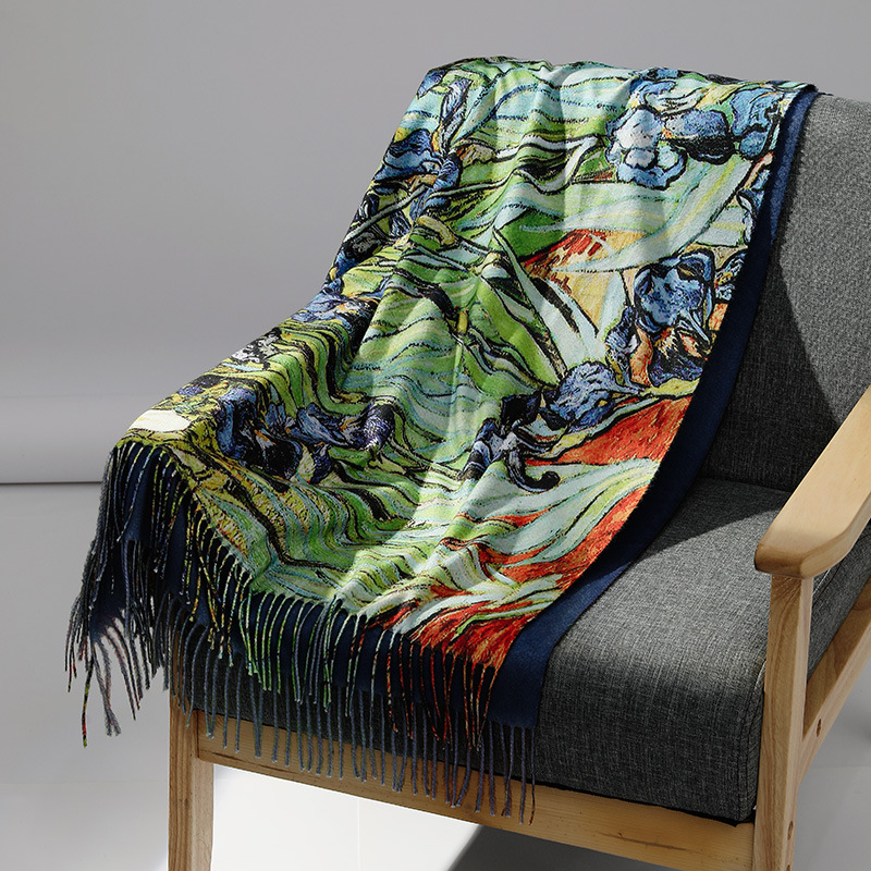 Syal kasmir lukisan minyak mer - Wool Scarf Men ulasan dan harga